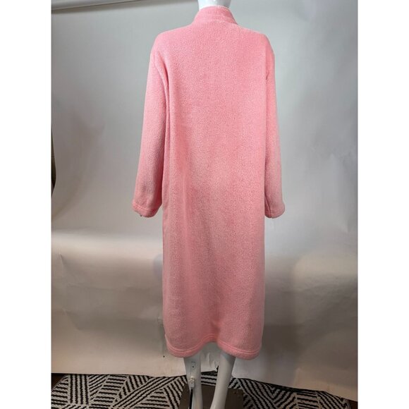 Adonna Pink Fleece Zip-Up Long Robe XL Full-Length Cozy Loungewear - Picture 13 of 16